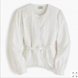 Jcrew linen embroidered top/ jacket in white